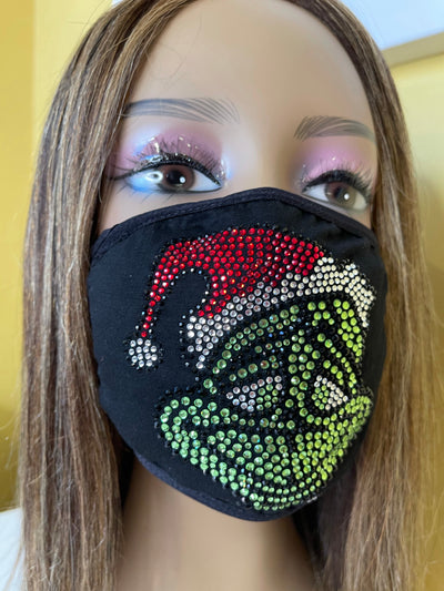 The Grinch Christmas Bling Face Mask | Simply For Us