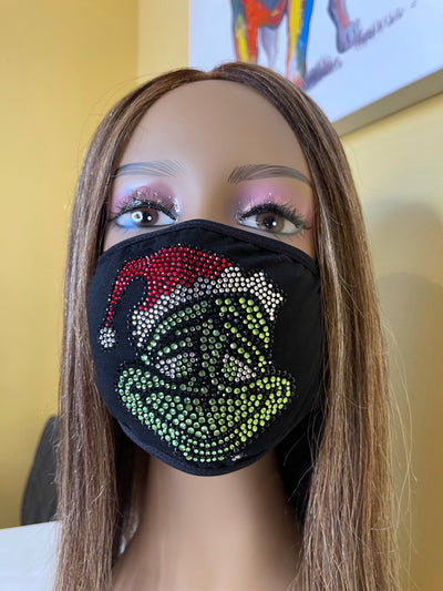 The Grinch Christmas Bling Face Mask | Simply For Us