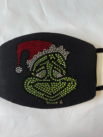 The Grinch Christmas Bling Face Mask