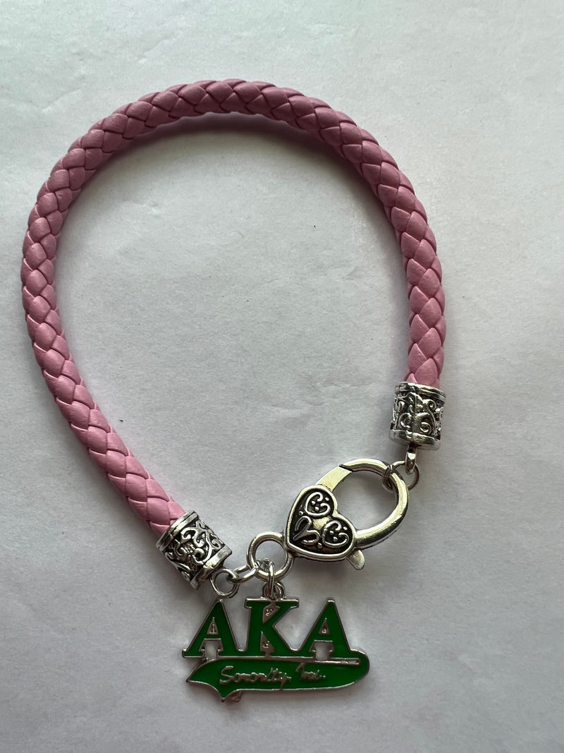 Alpha Kappa Alpha Leather Charm Bracelet