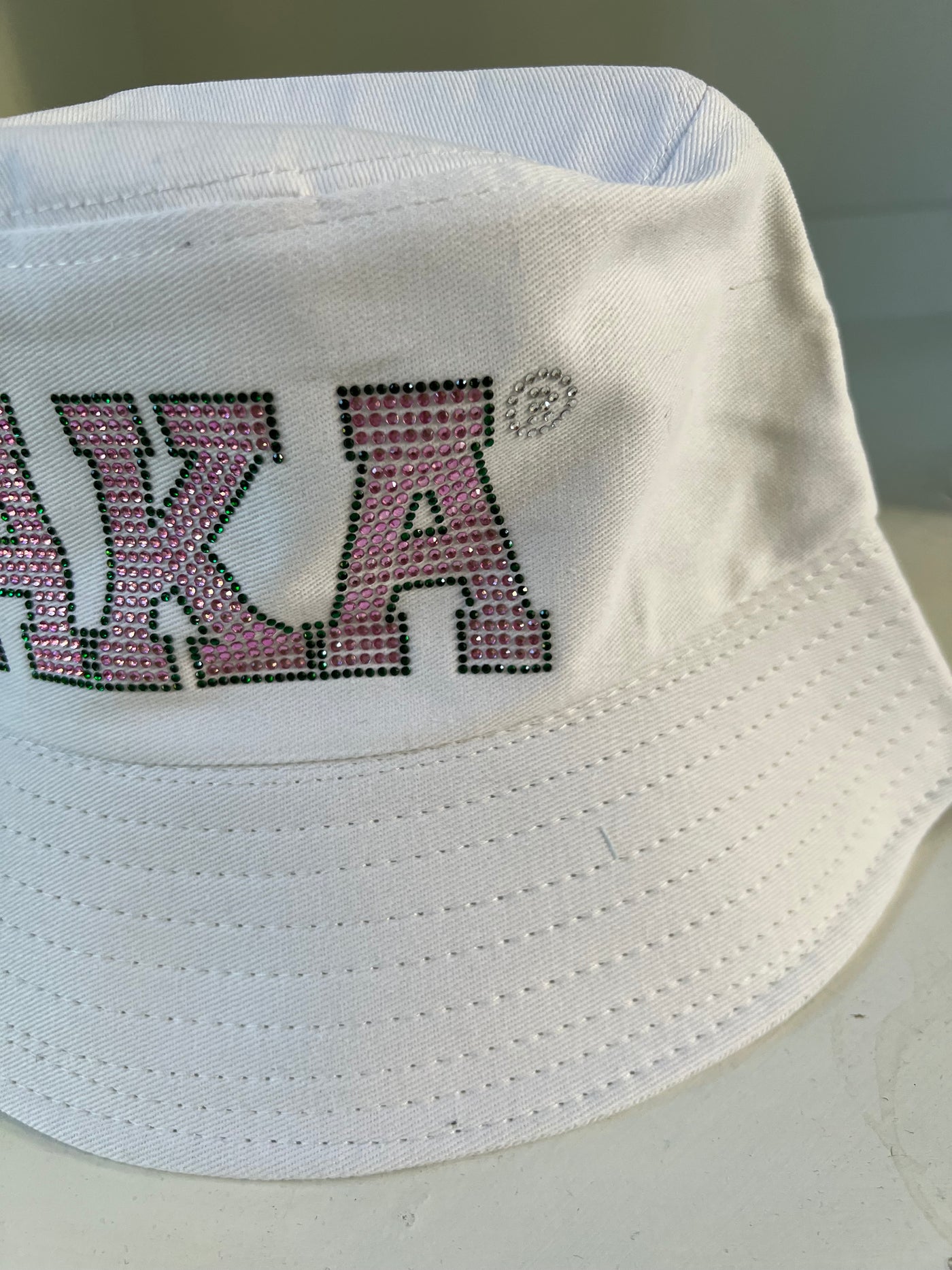 Alpha Kappa Alpha Bling Bucket Hat White