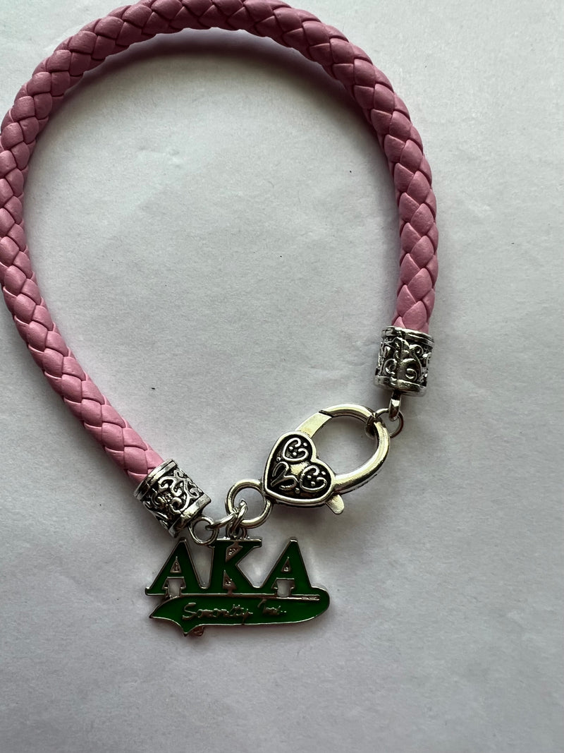 Alpha Kappa Alpha Leather Charm Bracelet