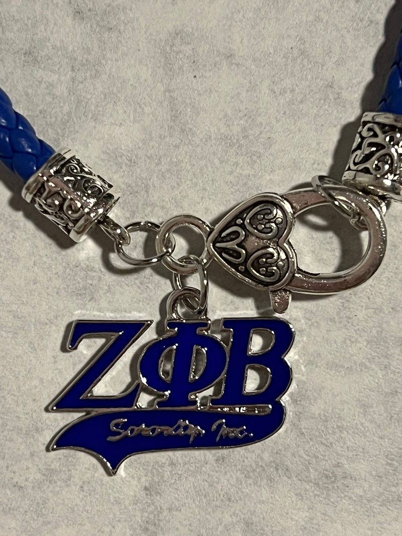 Zeta Phi Beta Leather Charm Bracelet