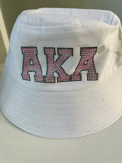 Alpha Kappa Alpha Bling Bucket Hat White