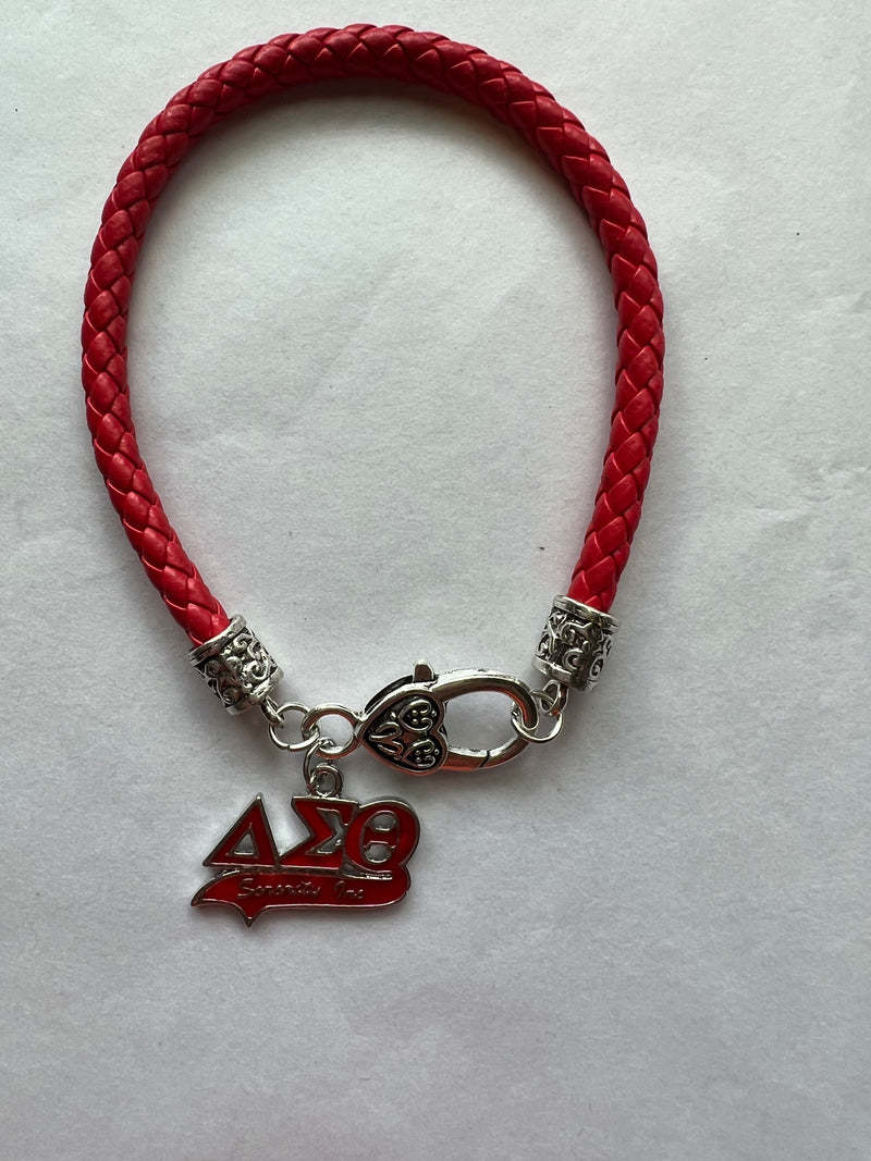 Delta Sigma Theta Leather Charm Bracelet