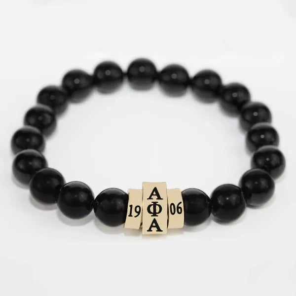 Alpha Phi Alpha Natural Stone Bead Bracelet Black