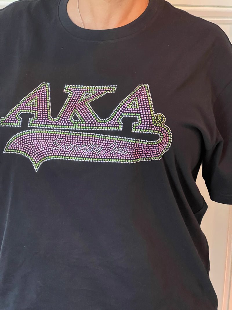 Alpha Kappa Alpha Tail Rhinestone Bling T-Shirt
