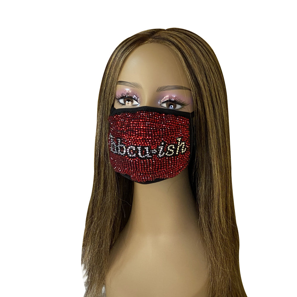 HBCU-ish Bling Face Mask Red