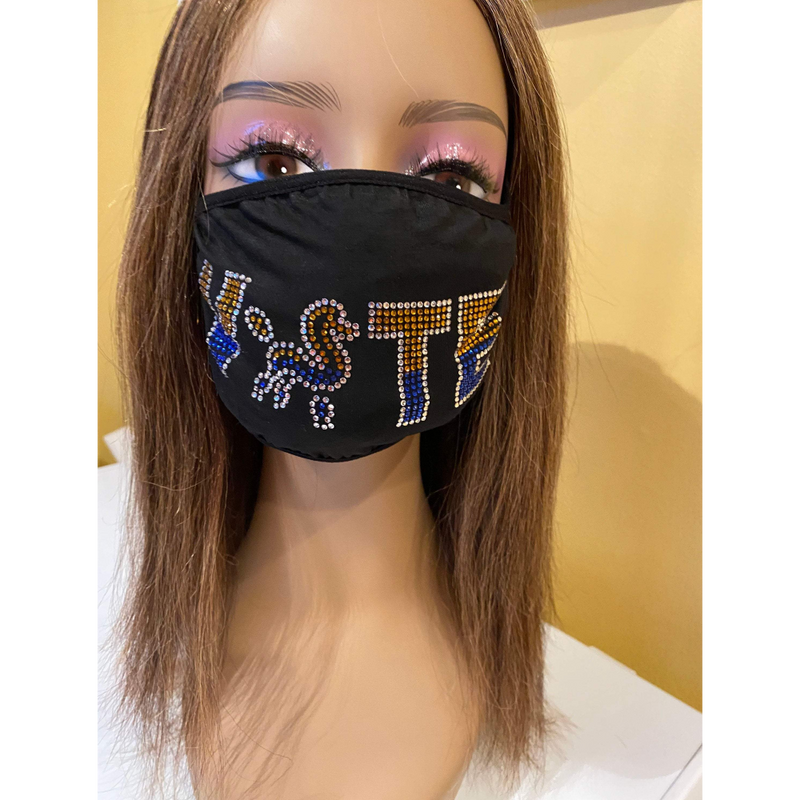 Sigma Gamma Rho SGRho VOTE Rhinestone Bling Face Mask