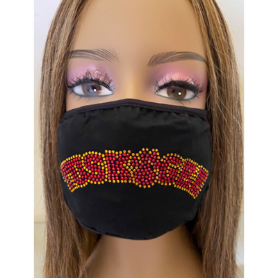 Tuskegee University Bling Face Mask with Filter Pocket and Filter