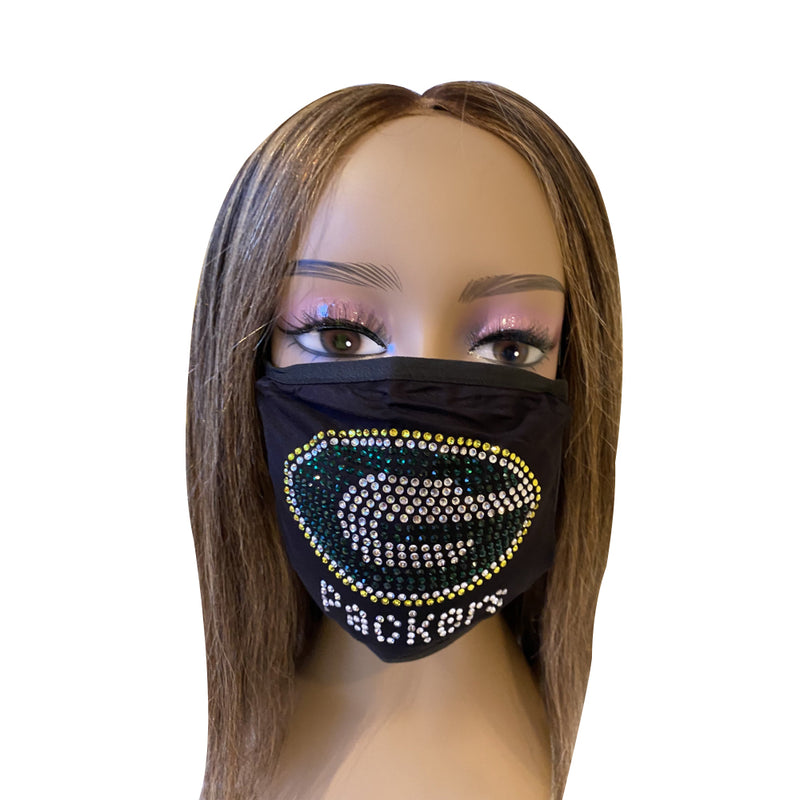 Green Bay Packers Bling Face Mask Front Logo