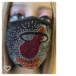 Miami Heat Rhinestone Bling Face Mask Washable