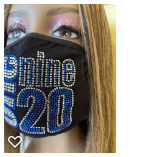 Zeta Phi Beta 1920 Rhinestone Bling Face Mask Blue