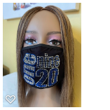 Zeta Phi Beta 1920 Rhinestone Bling Face Mask Blue