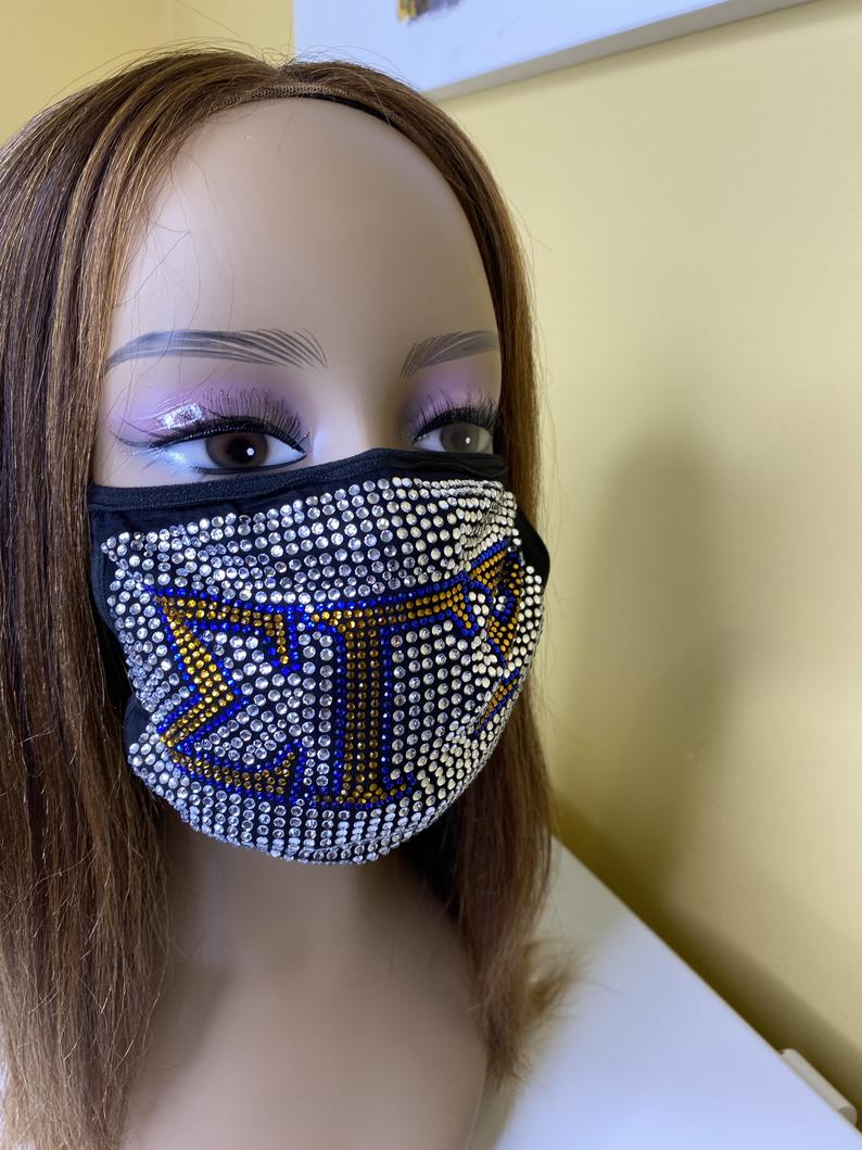 Sigma Gamma Rho Full Bling Face Mask Clear | Simply For Us
