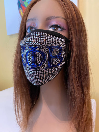 Zeta Phi Beta Full Rhinestone Face Mask With Filter Pocket Clear | Simply For Us
