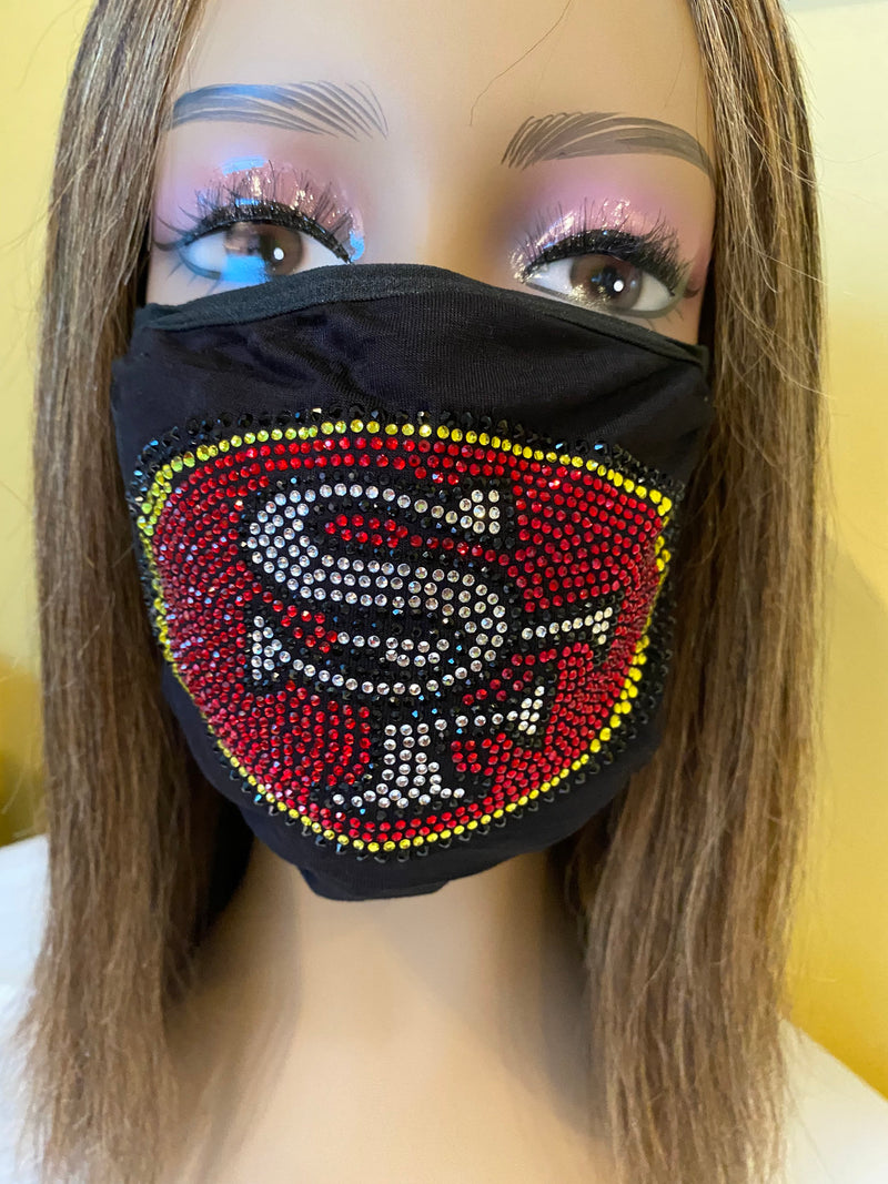 San Francisco 49ers Bling Face Mask Front Logo