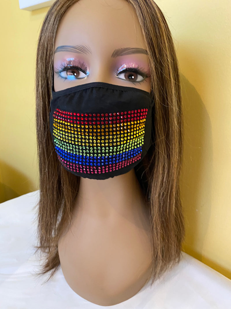 LGBTQ Gay Pride Flag Bling Face Mask | Simply For Us