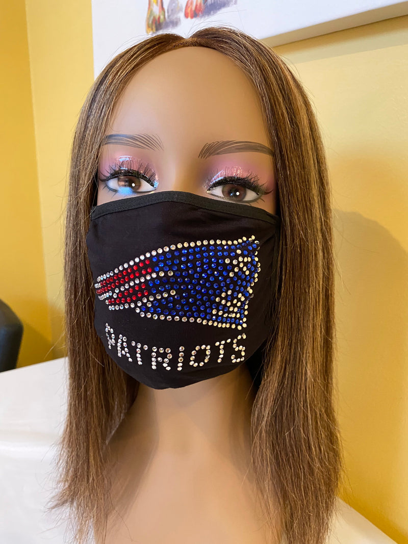 New England Patriots Bling Face Mask Front Logo | Simply For Us