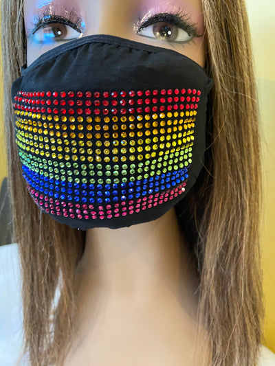 LGBTQ Gay Pride Flag Bling Face Mask | Simply For Us