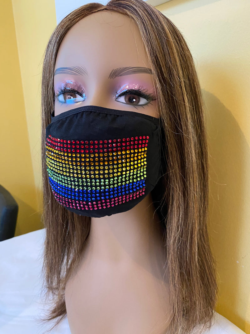 Pride Flag Bling Face Mask