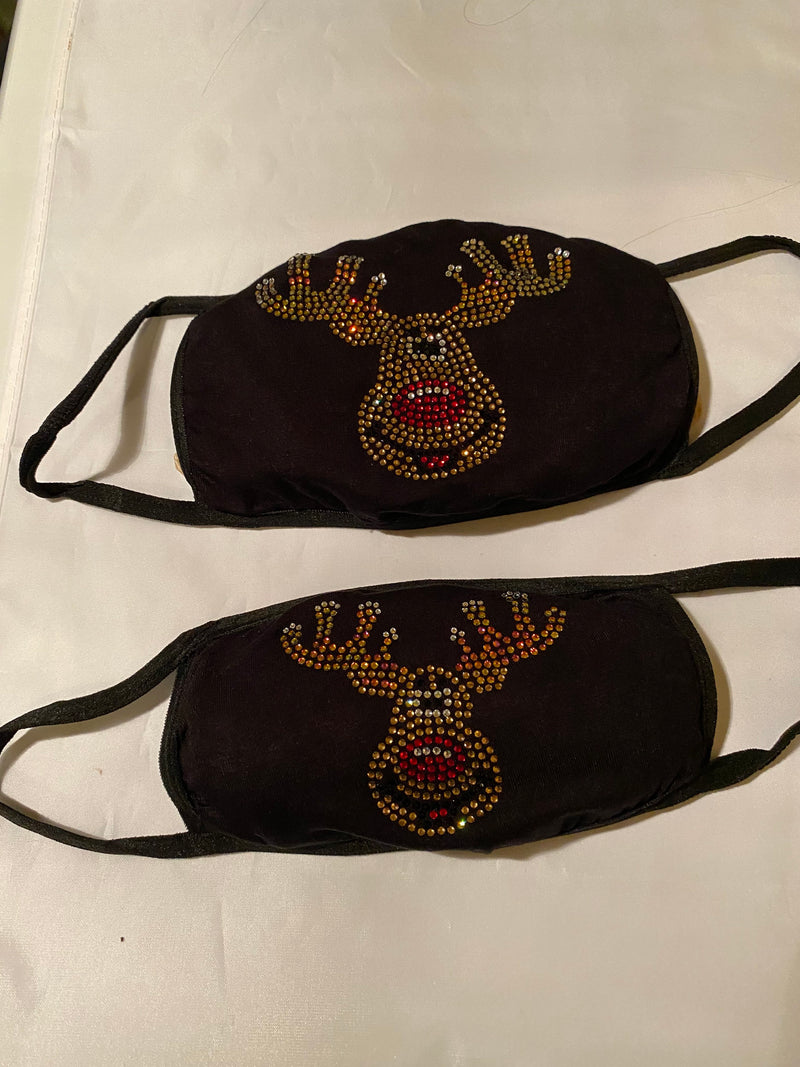 Mommy and Me Bling Face Mask Set Rudolph