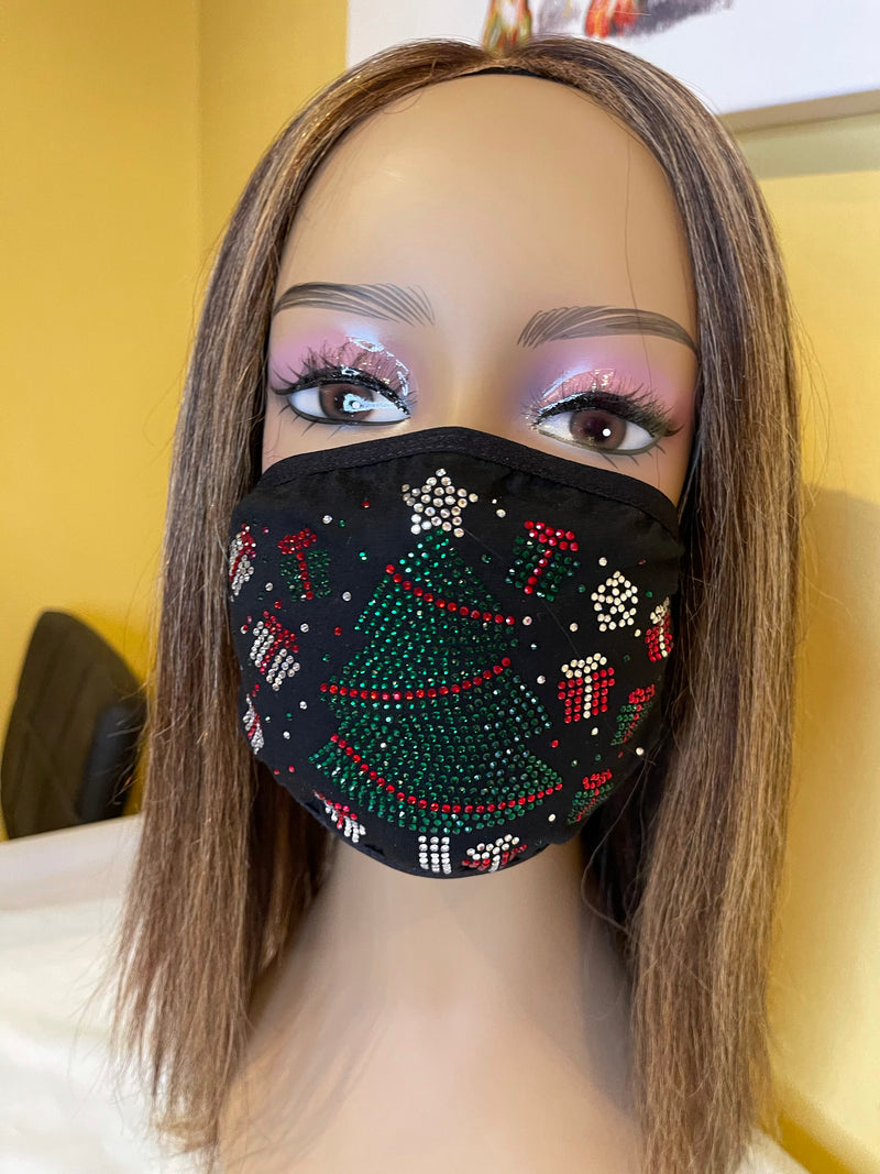 Christmas Tree Bling Face Mask