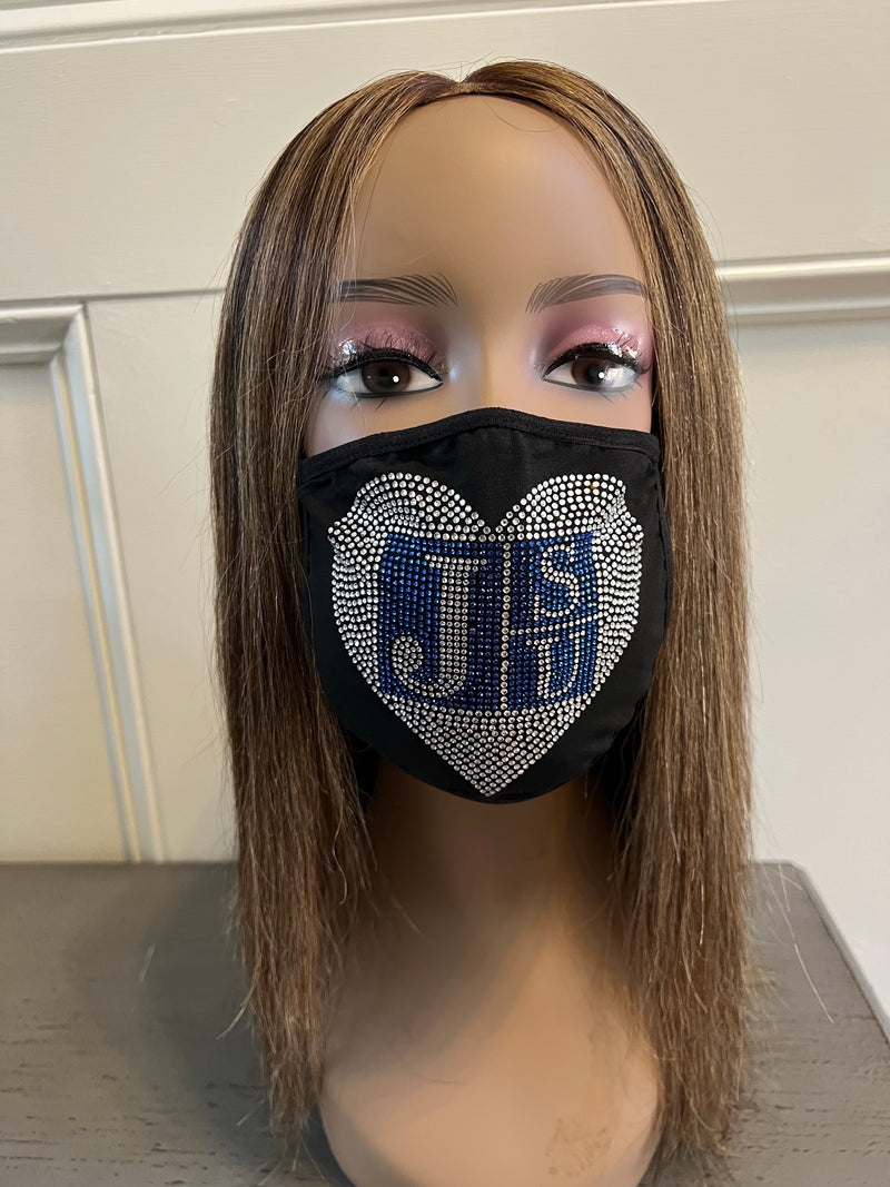 Jackson State University Bling Face Mask Heart