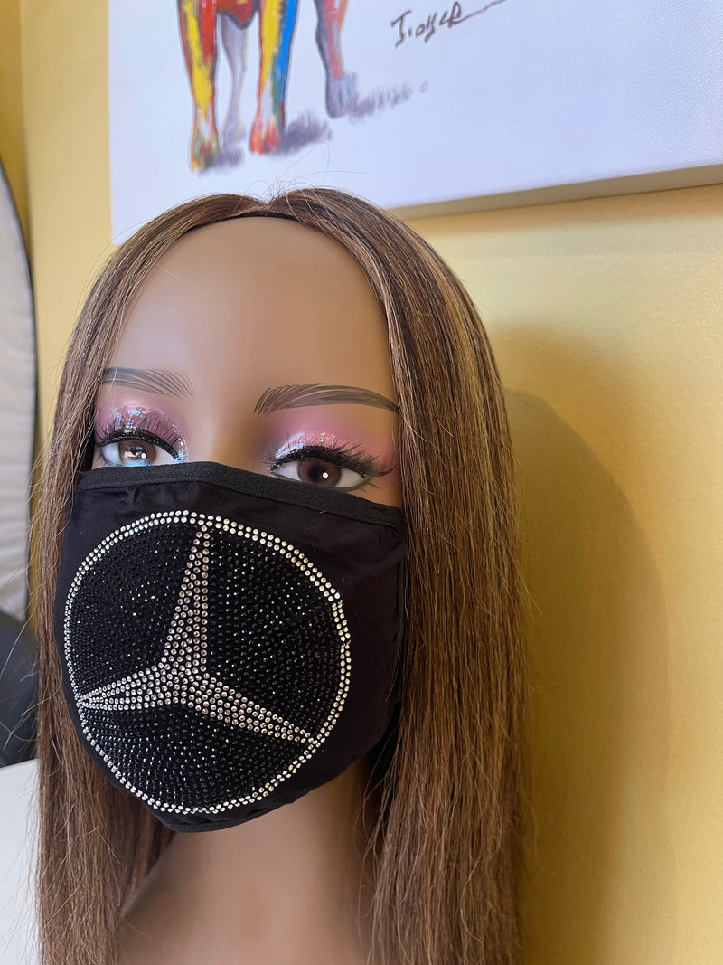 Mercedes Benz Rhinestone Bling Face Mask Washable Crystal