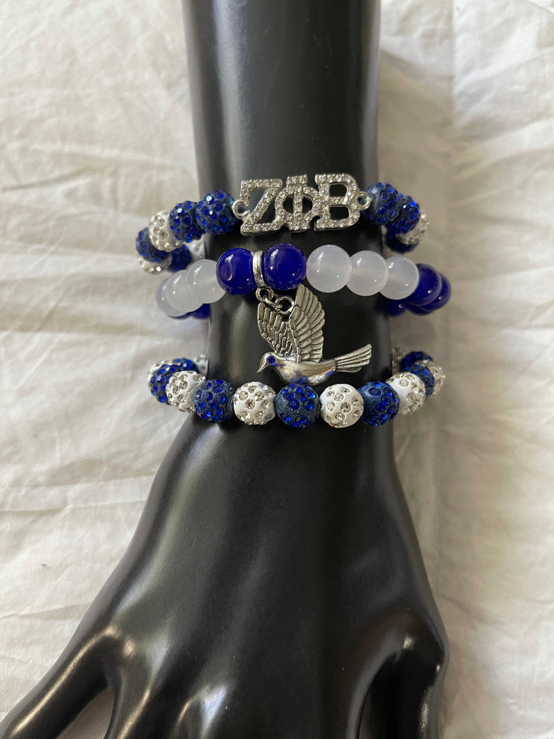 Zeta Phi Charm Bracelet | Bling Beaded Bracelet | Simply For Us