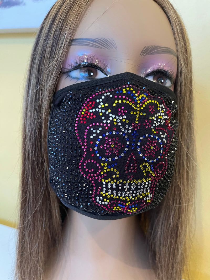 Sugar Skull Full Rhinestone Bling Face Mask