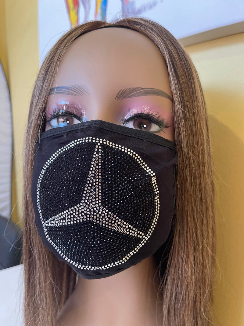 Mercedes Benz Rhinestone Bling Face Mask Washable Crystal