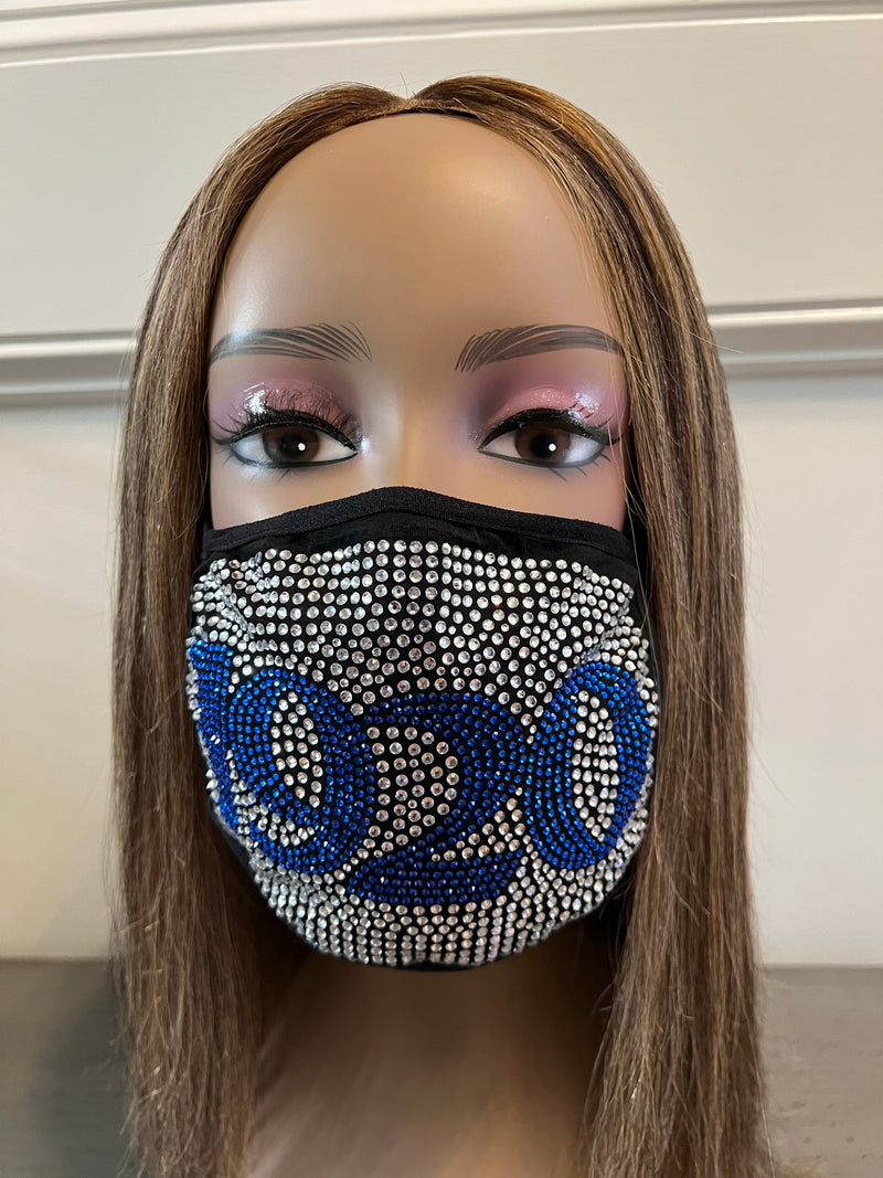 Zeta Phi Beta 1920 Rhinestone Bling Face Mask Clear