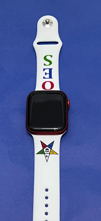 OES Order of the Eastern Star Silicone Band For Apple Watch 38/40/41 MM White