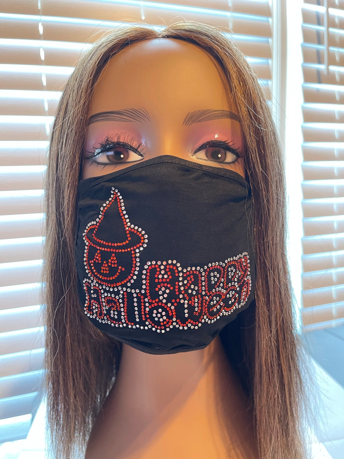 Halloween Bling Rhinestone Face Mask Filter Included