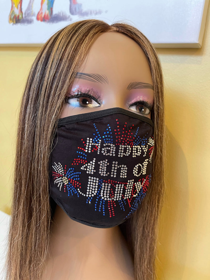 Happy 4th of July Rhinestone Bling Face Mask
