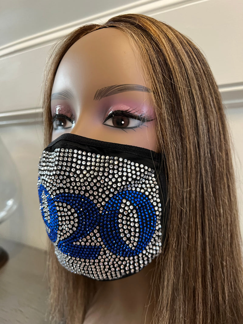 Zeta Phi Beta 1920 Rhinestone Bling Face Mask Clear