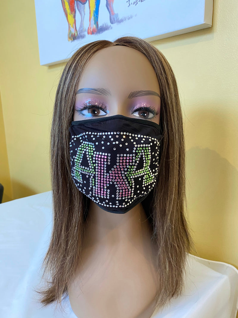 Black Bling Face Mask | Shadow Design Face Mask | Simply For Us