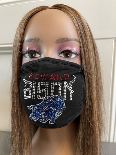 Howard University Bison Bling Rhinestone Face Mask