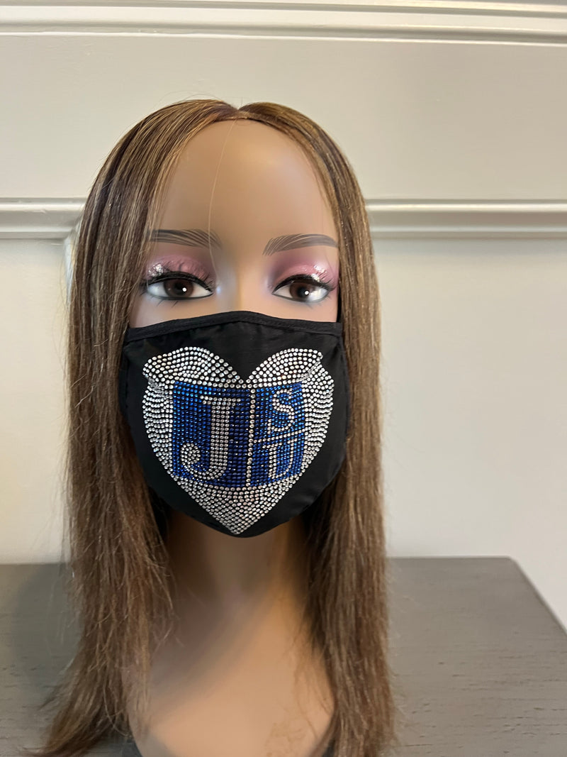 Jackson State University Bling Face Mask Heart
