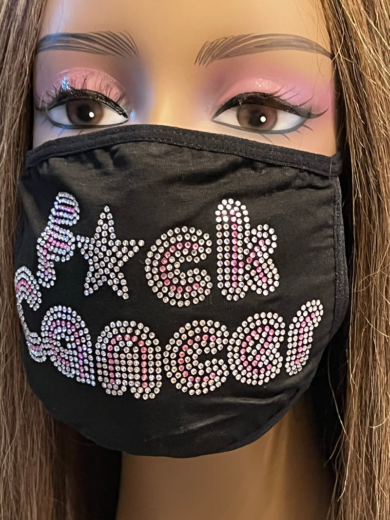 Breast Cancer Awareness F*ck Cancer Bling Face Mask Rhinestone