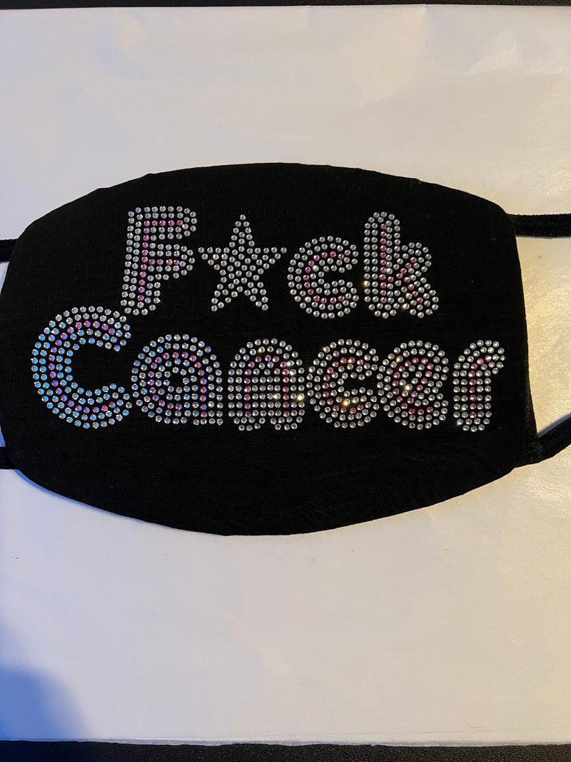 Breast Cancer Awareness F*ck Cancer Bling Face Mask Rhinestone