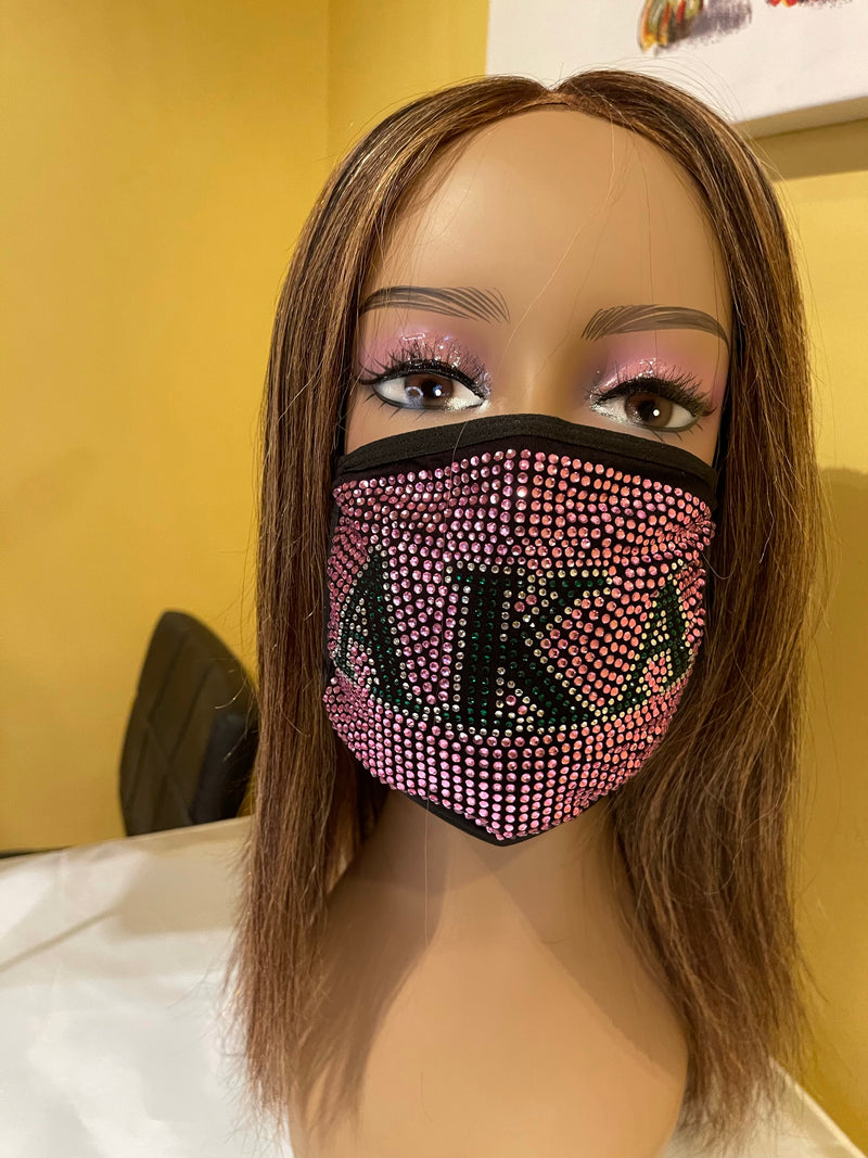 Full Rhinestone Mask | Alpha Bling Pink Mask | Simply For Us