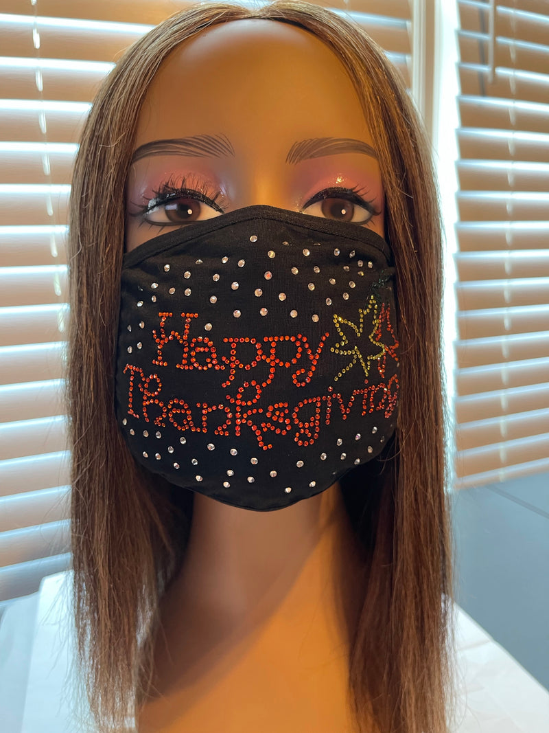 Thanksgiving Bling Rhinestone Face Mask Filter Included