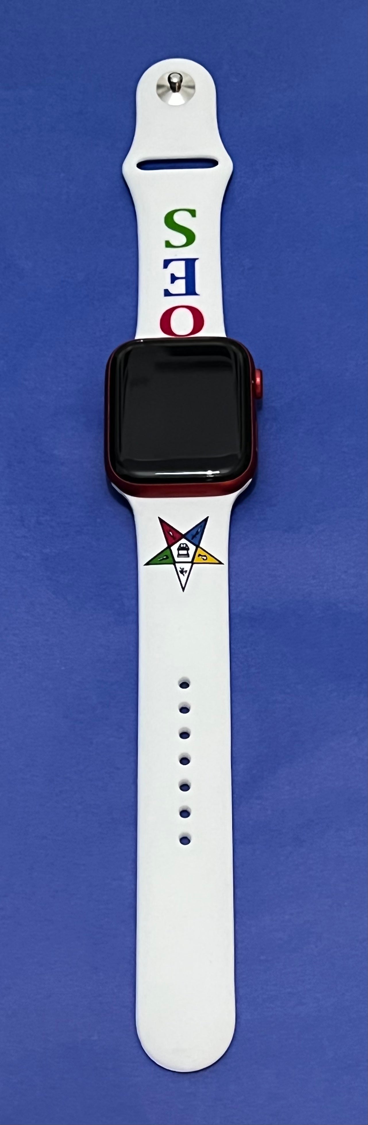 OES Order of the Eastern Star Silicone Band For Apple Watch 42/44/45 MM White