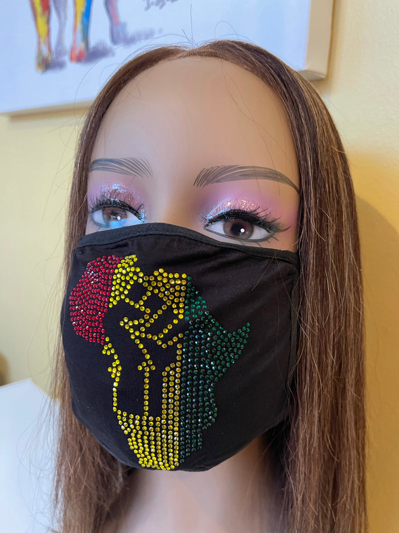Africa Bling Mask | Rhinestone Face Mask | Simply For Us