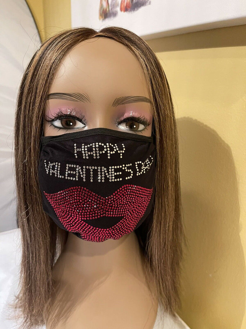Valentine's Day Rhinestone Bling Face Mask