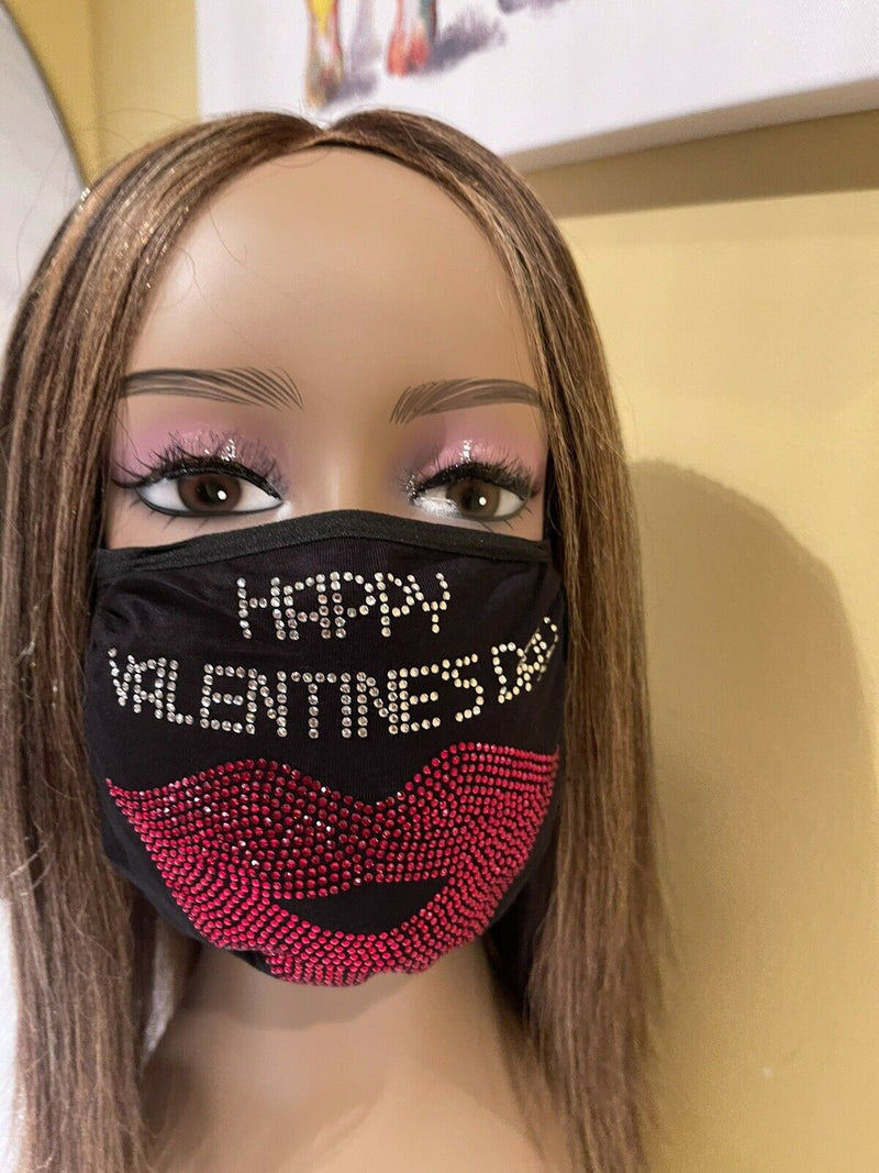 Valentine's Day Rhinestone Bling Face Mask